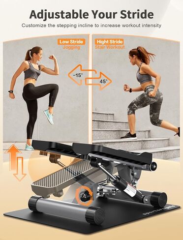 Sportsroyals Stair Stepper للتمرين، خطوات صغيرة مع شريط مقاومة، معدات تمرين منزلية هيدروليكية للياقة البدنية لتمرين الجسم بالكامل، سعة وزن 330 رطلاً in Kuwait