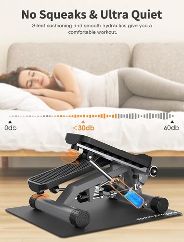 Sportsroyals Stair Stepper للتمرين، خطوات صغيرة مع شريط مقاومة، معدات تمرين منزلية هيدروليكية للياقة البدنية لتمرين الجسم بالكامل، سعة وزن 330 رطلاً in Kuwait