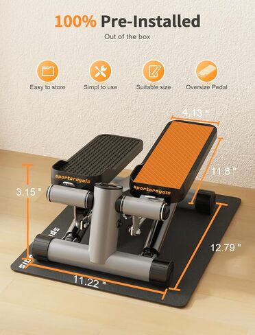 Sportsroyals Stair Stepper للتمرين، خطوات صغيرة مع شريط مقاومة، معدات تمرين منزلية هيدروليكية للياقة البدنية لتمرين الجسم بالكامل، سعة وزن 330 رطلاً in Kuwait