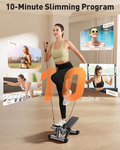 Sportsroyals Stair Stepper للتمرين، خطوات صغيرة مع شريط مقاومة، معدات تمرين منزلية هيدروليكية للياقة البدنية لتمرين الجسم بالكامل، سعة وزن 330 رطلاً in Kuwait