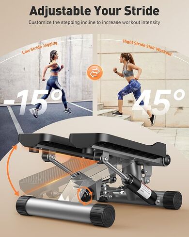 Sportsroyals Stair Stepper للتمرين، خطوات صغيرة مع شريط مقاومة، معدات تمرين منزلية هيدروليكية للياقة البدنية لتمرين الجسم بالكامل، سعة وزن 330 رطلاً in Kuwait