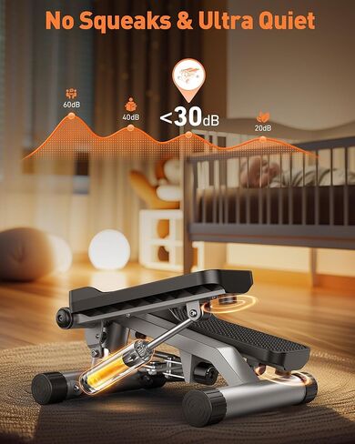 Sportsroyals Stair Stepper للتمرين، خطوات صغيرة مع شريط مقاومة، معدات تمرين منزلية هيدروليكية للياقة البدنية لتمرين الجسم بالكامل، سعة وزن 330 رطلاً in Kuwait