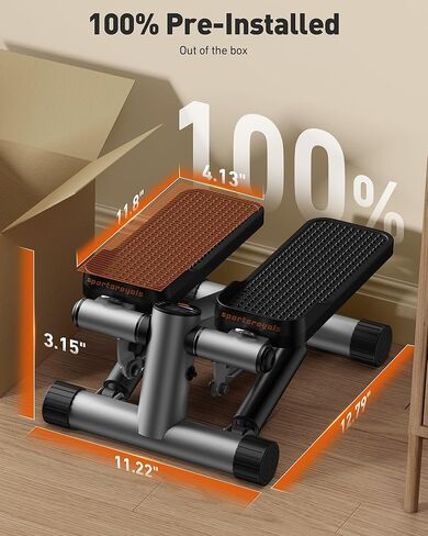 Sportsroyals Stair Stepper للتمرين، خطوات صغيرة مع شريط مقاومة، معدات تمرين منزلية هيدروليكية للياقة البدنية لتمرين الجسم بالكامل، سعة وزن 330 رطلاً in Kuwait