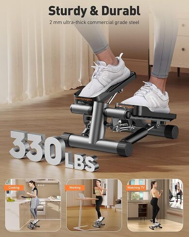 Sportsroyals Stair Stepper للتمرين، خطوات صغيرة مع شريط مقاومة، معدات تمرين منزلية هيدروليكية للياقة البدنية لتمرين الجسم بالكامل، سعة وزن 330 رطلاً in Kuwait