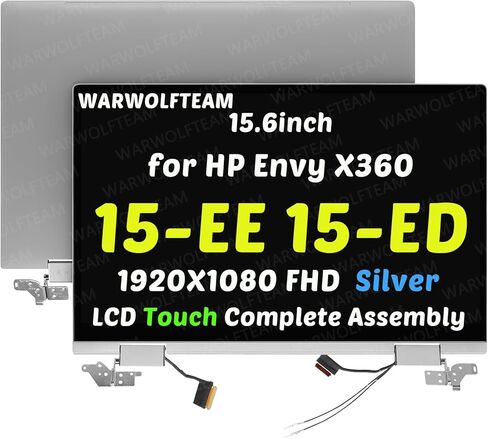 15.6 بوصة LED LCD 1920X1080 FHD استبدال محول رقمي للشاشة بالكامل متوافق مع HP Envy X360 15-ED 15-EE L93180-001 L93182-001 L93184-001 L82481-440 L82481-AA1 (فضي) in Saudi Arabia