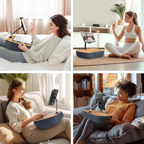 ERGONOV Lap Cozy Kindle Pillow Stand for Bed with Adjustable Arm, 360° Tablet Holder, Fits 4.7"-13" Kindle, iPad, Phone, Lap Desk for Hands Free Reading in Bed, Couch, Sofa,Gray | 360° Tablet Holder, Fits 4.7"-13" Kindle, iPad, Phone, Lap Desk for Hands F in Saudi Arabia