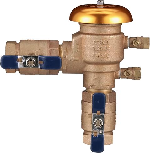 سلسلة Fengco 765 3/4 بوصة مانع التدفق الخلفي للضغط البرونزي، إيقاف ربع دورة، وصلات NPT، مستشعر التجميد مع تقنية SentryPlus Alert، النباتات الصناعية، نظام الري in Kuwait