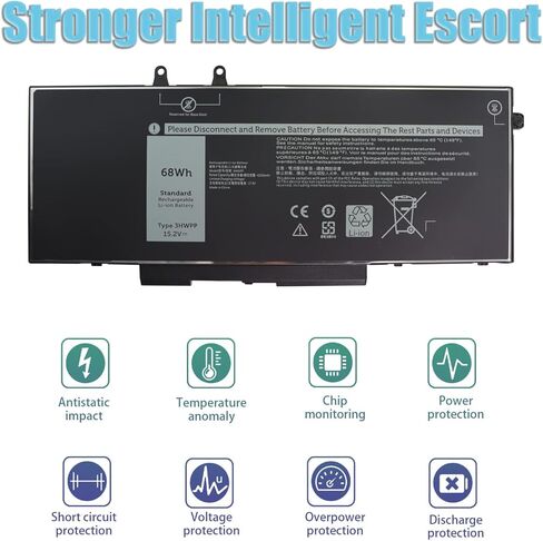 بطارية 68Wh 3HWPP 01VY7F، 15.2V لأجهزة الكمبيوتر المحمول Dell Latitude 3541 5410 5510 5411 5511، Precision 3551، الكمبيوتر المحمول 03HWPP 10X1J N2NLL 1VY7F in Kuwait