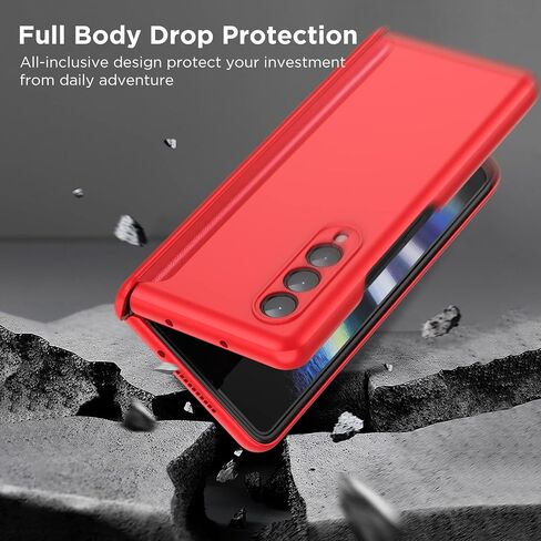 Slim Thin Z Fold 3 Case with Hinge Coverage, Screen Protector, Matte Hard Shockproof Full Body Protection Phone Cover for Samsung Galaxy Z Fold 3 5G (Black) in Kuwait