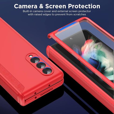 Slim Thin Z Fold 3 Case with Hinge Coverage, Screen Protector, Matte Hard Shockproof Full Body Protection Phone Cover for Samsung Galaxy Z Fold 3 5G (Black) in Kuwait
