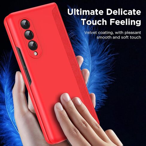 Slim Thin Z Fold 3 Case with Hinge Coverage, Screen Protector, Matte Hard Shockproof Full Body Protection Phone Cover for Samsung Galaxy Z Fold 3 5G (Black) in Kuwait