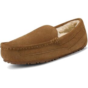 DREAM PAIRS شباشب منزلية للرجال بدون كعب داخلي وخارجي أحذية بدون كعب فروي غامض من جلد الغزال أحذية مريحة دافئة