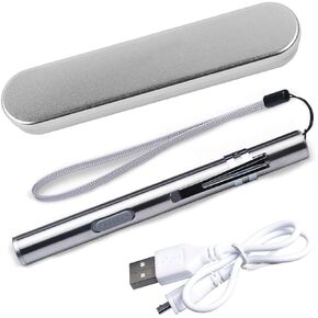 USB Rechargeable Pen Light, Pocket Small Handy LED Torch Mini Flashlights with Stainless Steel Clip