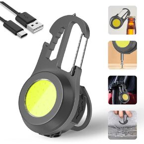Mini COB Rechargeable LED Flashlight, Portable, Waterproof, Foldable, 800 Lumen, 4 Modes, Magnetic Stand, Battery Powered
