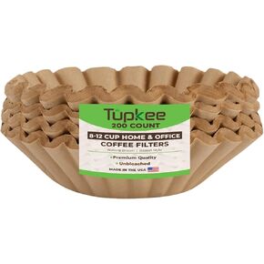 Tupkee Coffee Filters 8-12 Cups - 600 Count, Basket Style, Natural Brown Unbleached Coffee Filter, Made in the USA