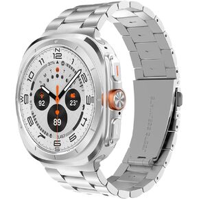 Band Compatible with Samsung Galaxy Watch Ultra 47mm(2024),Stainless Steel Metal Bands Strap Men Women Casual Business