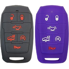 2Pcs Coolbestda Compatible with 2020 2021 2022 2023 2024 Dodge Ram 1500 Laramie Longhorn 6buttons Key Fob Silicone Cover Glove Keyless Entry Holder Sleeve