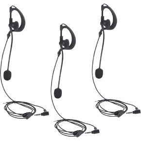 WODASEN 3 Pack Coach Soccer Referee Headset 3.5mm G Shaped Earhook Earpiece Fits Two-Way Football Intercom Radio Device Communication Earphone with Boom Mic Clear Sound (3 Pack)