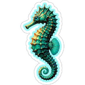Seahorse Sticker Travel Outdoors Decal Vinyl Small Waterproof for Water Bottle Mug Passport Book Scrapbook Notebook Laptop Tumbler Skateboard Computer Phone Size 4" Funny Gift ID44990