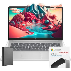 HP Ultrabook 17.3" FHD Laptop with Microsoft 365 Subscription, 32GB RAM, 1TB SSD Storage(512GB SSD and P-500 512GB External SSD), Intel 6-Core Powerful Processor, Type-C, Windows 11