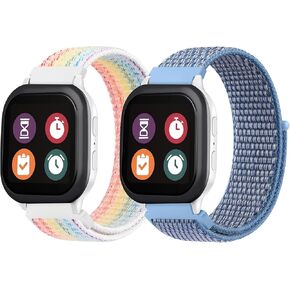 2 Pack Nylon Bands Compatible with Gizmo Watch 3 2 1/Gabb Watch 3 2 1/SyncUP Watch,Cosmo JrTrack 3/2 SE/2/JrTrack Band for kids,20mm Soft Breathable Skinfriendly Lightweight Watch Band for Boys & Girls