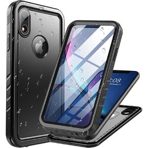 Cozycase Waterproof Case for iPhone XR, Shockproof Full-Body Rugged Bumper Case with Built-in Screen Protector for Apple iPhone XR 6.1 Inch 2018 Release -(Black)