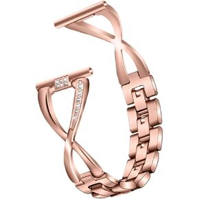 Wristband Accessories Compatible with Garmin Vivoactive 4S/Vivomove 3S/Forerunner 25S 265S/Venu 2S Bands Women Bling Metal Stainless Steel Watch Band for Vivoactive 4S Smartwatch