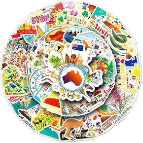 Australia Stickers for Laptop (50 PCS),Gift for Children Teens Adults Girl Boys,Waterproof Stickers for Water Bottle,Australia Vinyl Stickers for Scrapbook,Skateboard,Bike,Phone,Dairy