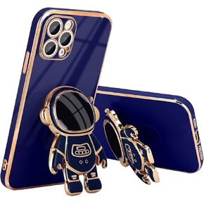 Compatible with iPhone 13 Case Cute 3D Astronaut Stand Design Camera Protection Shockproof Soft Back Cover for Apple iPhone 13 Phone Case Purple