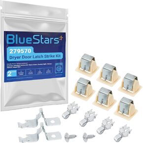 Lifetime Warranty 279570 Dryer Door Latch Strike Kit Replacement Part by BlueStars - Exact Fit for Whirlpool Kenmore Maytag KitchenAid Dryers - Replaces 236877 420198 423232 279337 3392538 - PACK OF 2