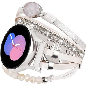 【Update】Bling Leather Bracelet For Samsung Galaxy 4/5/6/Active 2 40mm 44mm Bands Women, PanPinnacle 20mm Fashion Watch Bands For Samsung Galaxy 6 Classic 43mm Samsung 4 Classic 42mm Watch 3 41mm Band