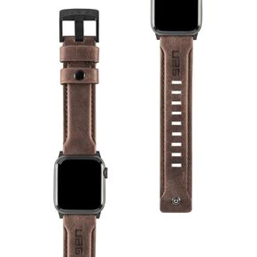 URBAN ARMOR GEAR UAG Compatible Apple Watch Band 42/41/40mm, iWatch Series 10/9/8/7/6/5/4/SE 2/SE, Top Grain Italian Leather Replacement Strap, Leather Brown