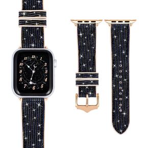 أساور رفيعة رفيعة من Bling Glitter متوافقة مع Apple Watch Band iWatch Series 8 SE2 7 6 SE 5 4 3 2 1 45 مم 41 مم 38 مم 40 مم 42 مم 44 مم، سوار ساعة من السيليكون اللامع اللطيف للفتيات والنساء