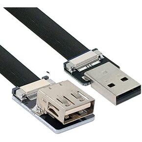 NFHK USB 2.0 Type-A Male to Female Extension Data Flat Slim FPC Cable for FPV & Disk & Scanner & Printer 100CM