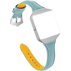 أساور Hemobllo الجلدية متوافقة مع Fitbit Blaze - سوار ساعة من الجلد الأصلي مع إطار معدني فضي وحزام بديل لسوار المعصم وإكسسوارات الساعة الذكية للرجال والنساء in Kuwait