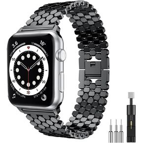 Watch Bands Compatible with Apple Stainless Steel Metal Honeycomb Bands 38mm 40mm 41mm 42mm 44mm 45mm, Metal Replacement Bracelet Strap for iWatch Series 7/6/5/4/3/2/1