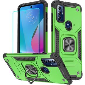 for Moto G Play 2023 Case, Motorola G Play 2023 Case with HD Screen Protector, 360°Military Grade Rotatable Kickstand (Heavy Duty) Shockproof Protective Cases for Moto G Play 2023 (Green)