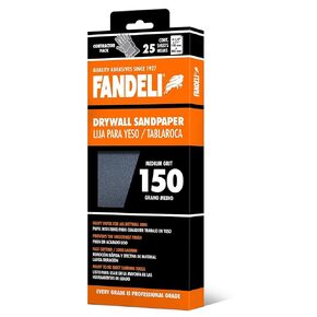 Fandeli | Multi-Purpose Sanding Paper | Grit 150 | 25 Sheets of 4-1/4'' x 11'' | Perfect for Sanding Drywall | Hand Sanding | Orbital Sanders