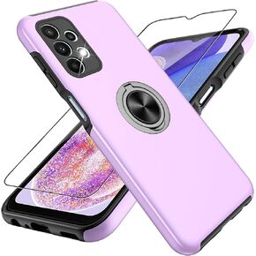 Gritup Galaxy A23 5G Case, Samsung Galaxy A23 5G Case with HD Screen Protector, Shockproof Samsung A23 Case with 360° Magnetic Ring Holder Kickstand Phone Case for Samsung A23 5G Purple