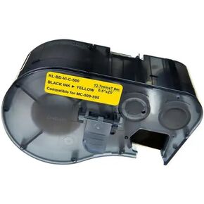 MC-500-595-YL-BK حروف سوداء وخلفية صفراء لشريط الملصقات - طابعة BMP41 - BMP51 - BMP53. شريط ملصقات متوافق مع الابتكارات (1500)