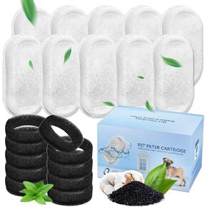 Cat Water Fountain Filters,16 Pack Cat Fountain Filters,Cat Fountain Replacement Filters for 67oz/2L&108oz/3.2L Stainless Steel Cat Water Fountain,Pet Water Fountain Filters (16 Filters & 16 Sponges)