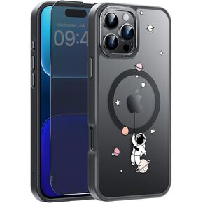 FUNMIKO for iPhone 16 Pro Max Case with Privacy Screen Protector, Wireless Charging Compatible, Shockproof Translucent Matte Cover - Cute Floral Design Phone Case for Women Girls - Blooming Sunflower