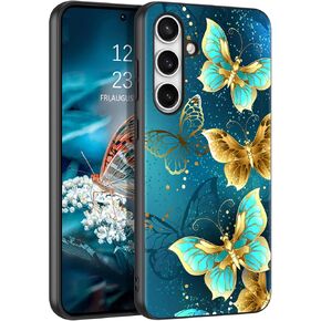 GUAGUA for Samsung Galaxy S24 FE Case Glow in Dark, Samsung S24 FE Case with Cute Butterfly Pattern Noctilucent Luminous Shockproof Protective Phone Case for Galaxy S24 FE 6.7'' Women Men Gifts