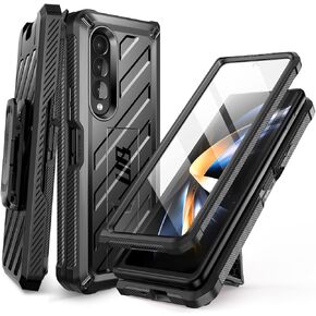 SUPCASE Case for Samsung Galaxy Z Fold 4 5G (2022), Bumper Case Robust Mobile Phone Case Premium Protective Case [Unicorn Beetle] with Integrated Screen Protector, Belt Clip and Stand (Black)