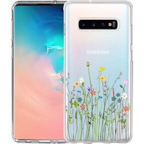 Unov Galaxy S10 Case Clear with Design Soft TPU Shock Absorption Slim Embossed Floral Pattern Protective Back Cover for Galaxy S10 6.1in (Flower Bouquet)