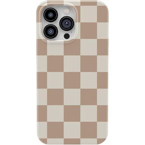 Casely iPhone 14 Pro Max Case | Fit Check | Neutral Checkerboard Phone Case | Compatible with MagSafe | Untra Slim Classic Case