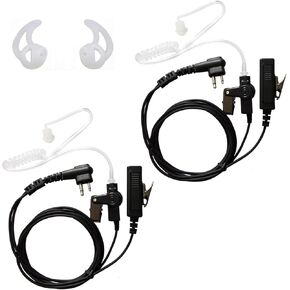 Acoustic Coil Tube Earpiece Headset with Mic Police Earpiece Compatible with Motorola Two Way Radio Walkie Talkies CP GP CLS DTR Series with Fins Earmolds