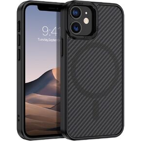 BENTOBEN Carbon Fiber for iPhone 12 Mini Case [Compatible with MagSafe] Magnetic iPhone 12 Mini Phone Case Slim Smooth Shockproof Women Men Protective Cases Cover for iPhone 12 Mini 5.4" 2020, Black