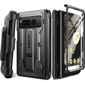 Tongate for Google Pixel Fold Case (2023)، [واقي شاشة مدمج] [حماية المفصلات] حافظة هاتف متينة مقاومة للصدمات بطبقة مزدوجة من الدرجة العسكرية مع مسند ومشبك حزام لهاتف Pixel Fold 5G، أسود