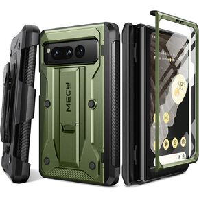 Tongate for Google Pixel Fold Case (2023)، [واقي شاشة مدمج] [حماية المفصلات] حافظة هاتف متينة مقاومة للصدمات بطبقة مزدوجة من الدرجة العسكرية مع مسند ومشبك حزام لهاتف Pixel Fold 5G، أسود